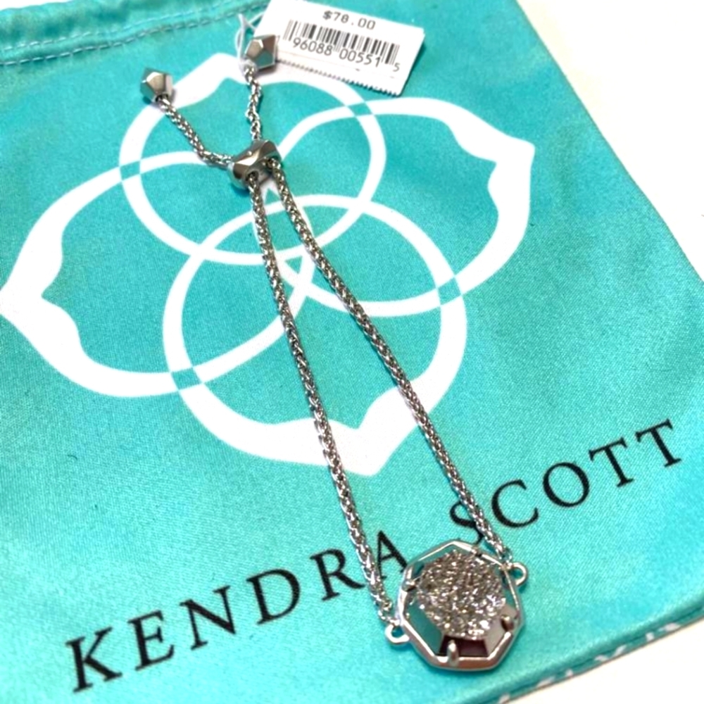 NWT Kendra Scott Adjustable Chain Bracelet In Silver
